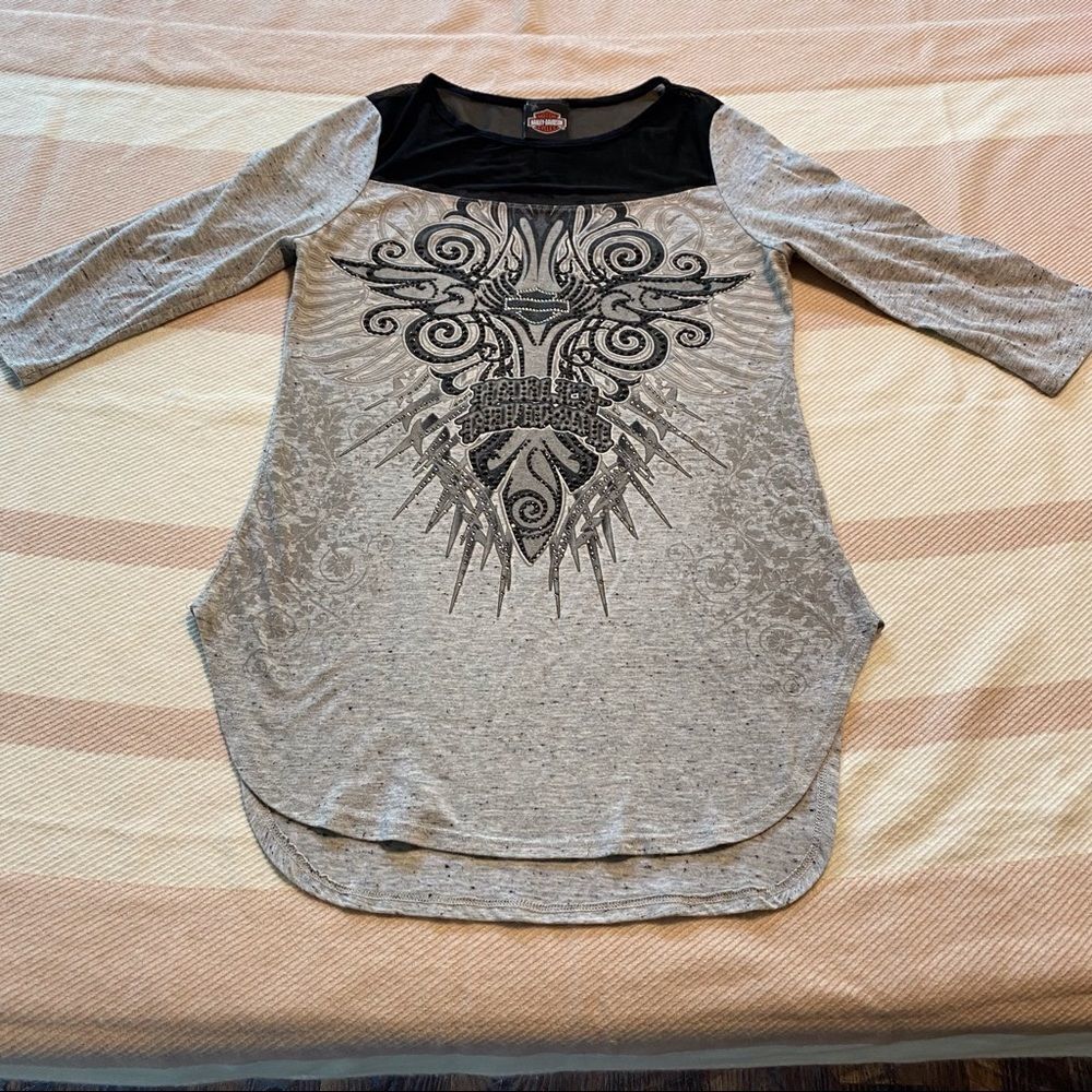 Harley-Davidson Gray/Black Tunic Top